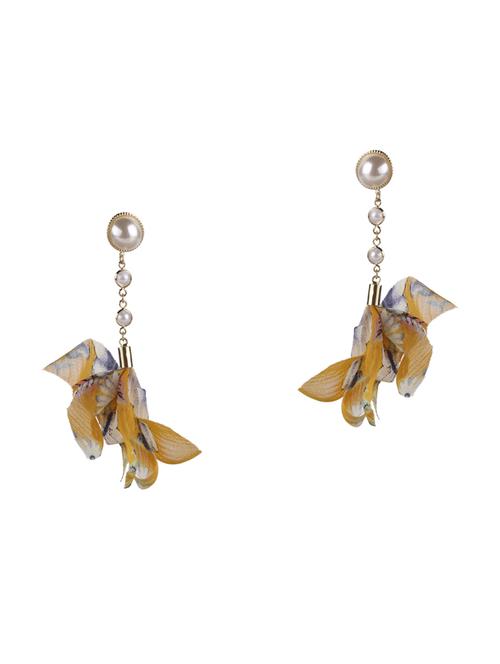 yellow brass drop earring - 17518345 - Standard Image - 1