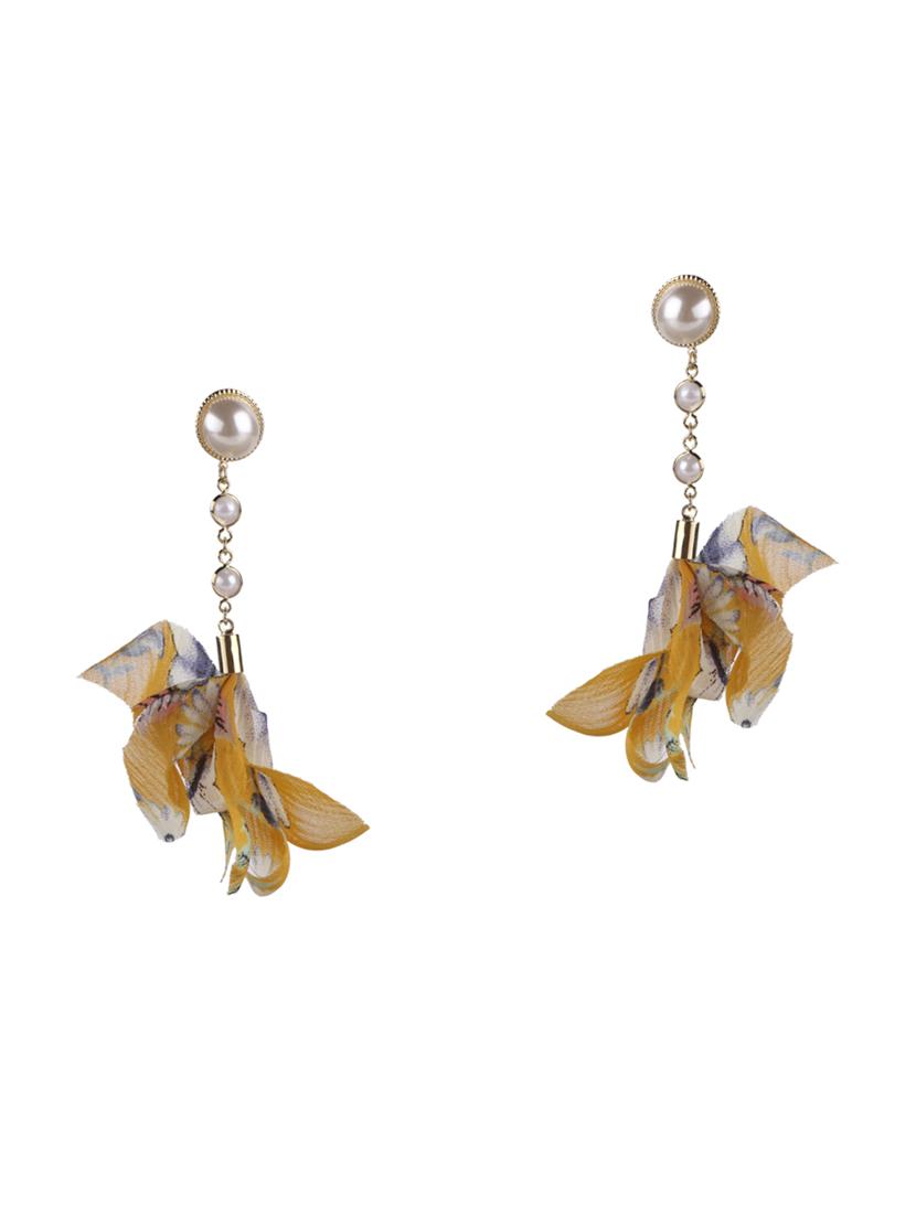 yellow brass drop earring - 17518345 - Zoom Image - 1