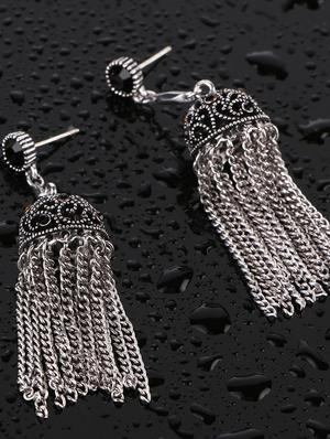 silver brass jhumka earring - 17518349 - Standard Image - 2