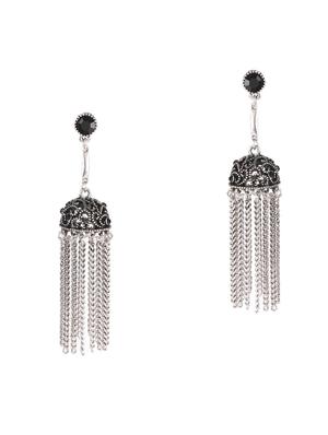 silver brass jhumka earring - 17518349 - Standard Image - 2
