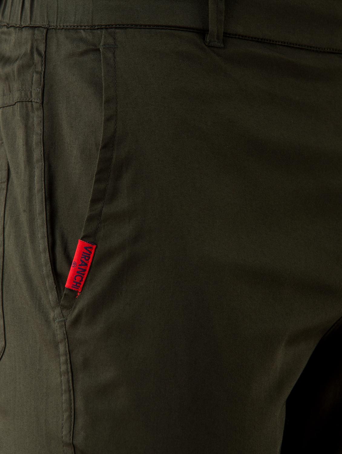 olive green solid flat front casual trouser - 17519342 - Zoom Image - 5