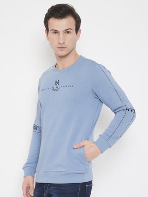 light blue chest print sweatshirt - 17520082 - Standard Image - 2