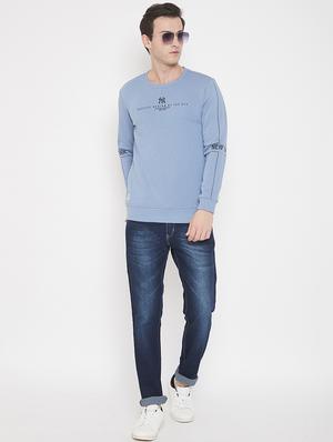 light blue chest print sweatshirt - 17520082 - Standard Image - 4