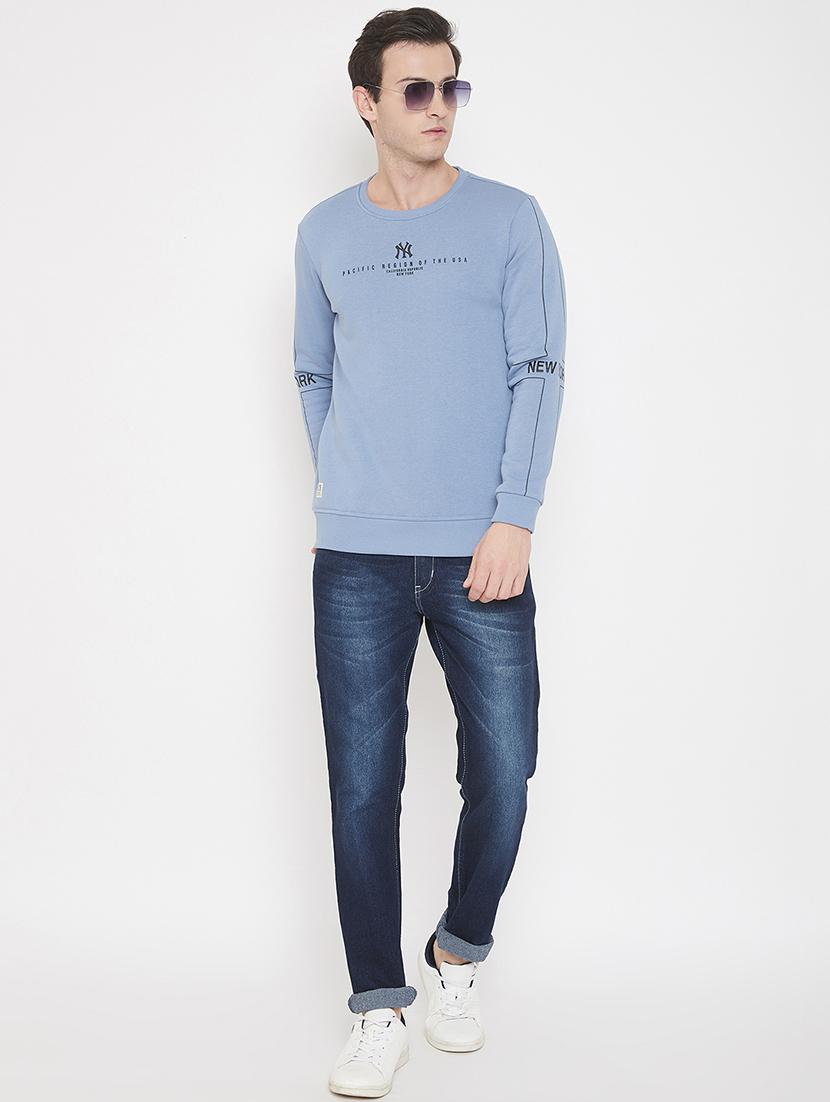 light blue chest print sweatshirt - 17520082 - Zoom Image - 4