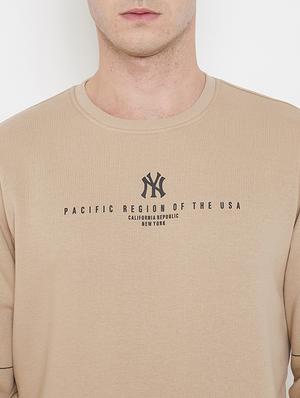 beige chest print sweatshirt - 17520085 - Standard Image - 5