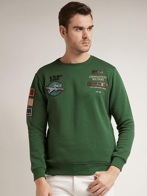 olive green chest print sweatshirt - 17520087 - Standard Image - 1