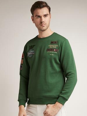 olive green chest print sweatshirt - 17520087 - Standard Image - 2