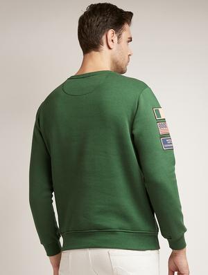 olive green chest print sweatshirt - 17520087 - Standard Image - 3