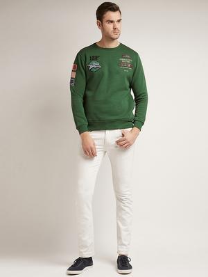 olive green chest print sweatshirt - 17520087 - Standard Image - 4