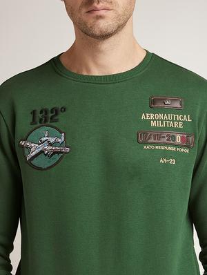 olive green chest print sweatshirt - 17520087 - Standard Image - 5