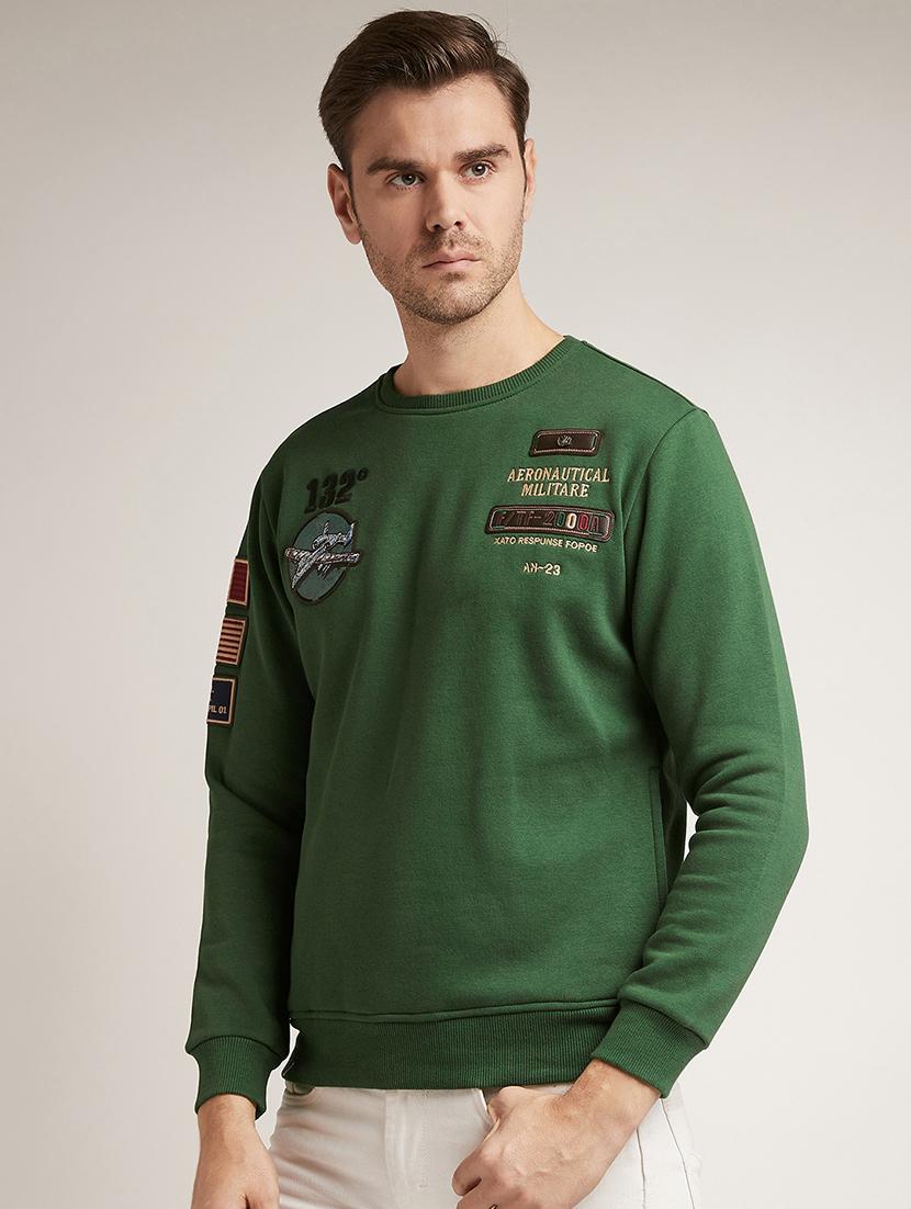 olive green chest print sweatshirt - 17520087 - Zoom Image - 2