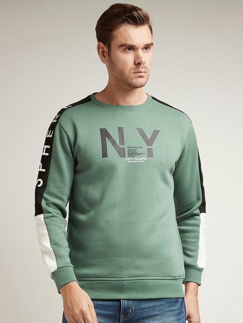 green chest print sweatshirt - 17520089 - Standard Image - 1