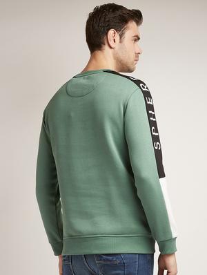 green chest print sweatshirt - 17520089 - Standard Image - 3
