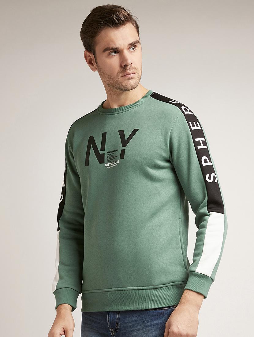 green chest print sweatshirt - 17520089 - Zoom Image - 2