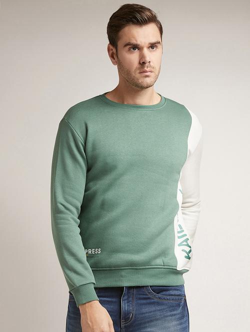 green color block cut & sew sweatshirt - 17520094 - Standard Image - 1