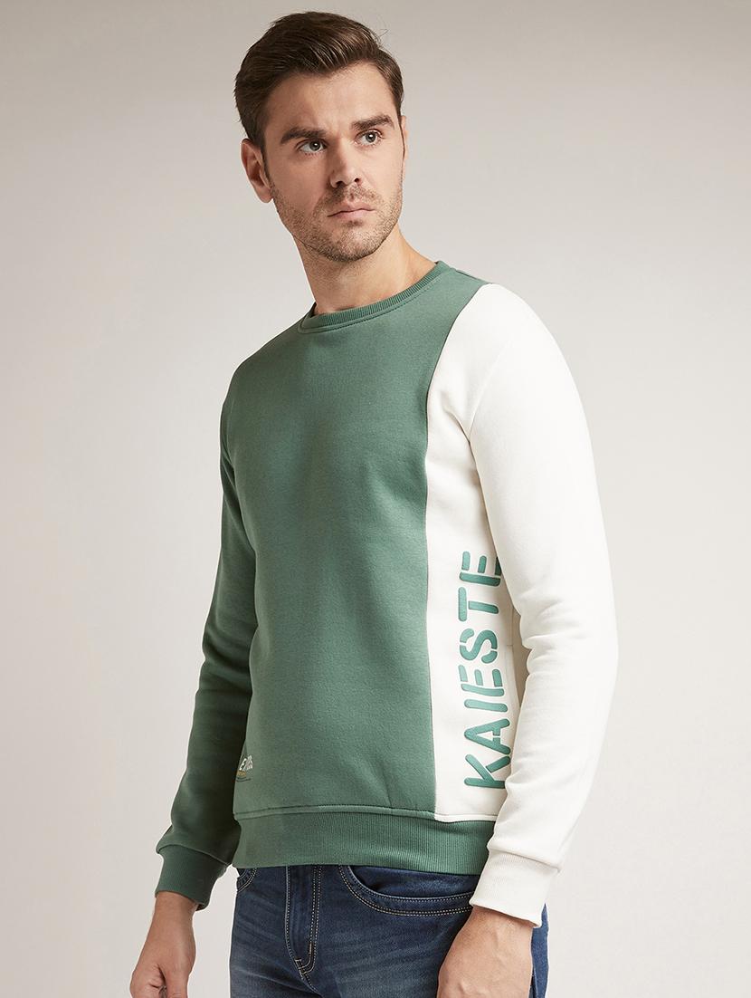 green color block cut & sew sweatshirt - 17520094 - Zoom Image - 2