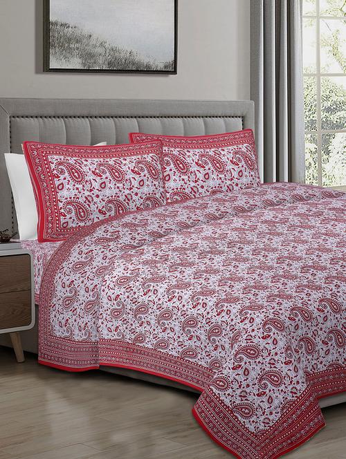 texstylers cotton 220 tc jaipuri rajasthani 108x108 inch super king bedsheet with 2 pillow covers - 17520235 - Very Small Image - 1