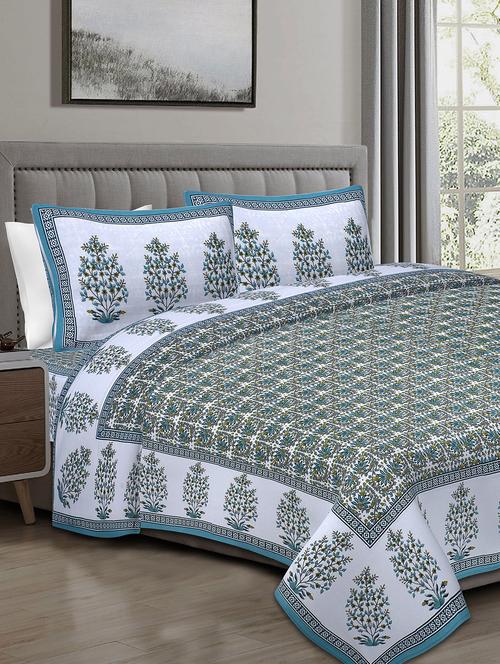 texstylers cotton 220 tc jaipuri rajasthani 108x108 inch super king bedsheet with 2 pillow covers - 17520239 - Very Small Image - 1