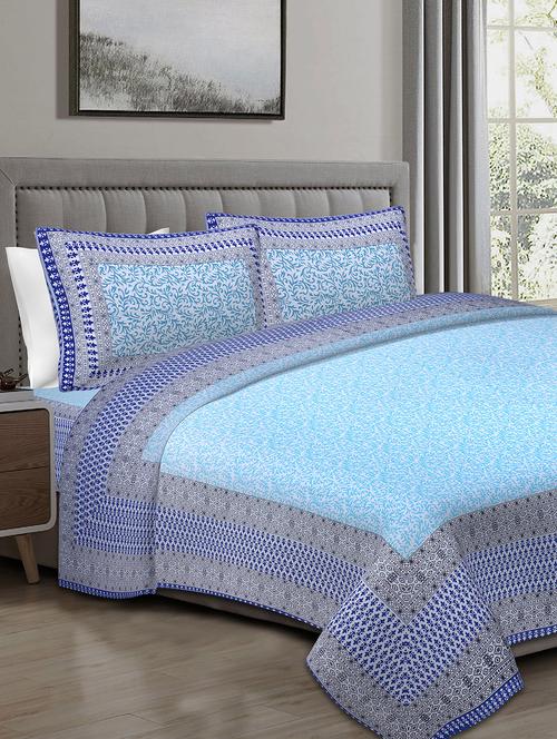 texstylers cotton 220 tc jaipuri rajasthani 108x108 inch super king bedsheet with 2 pillow covers - 17520242 - Very Small Image - 1