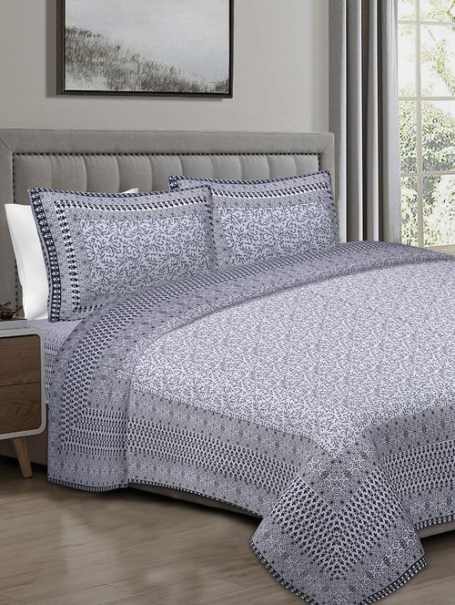 texstylers cotton 220 tc jaipuri rajasthani 108x108 inch super king bedsheet with 2 pillow covers - 17520243 - Very Small Image - 1