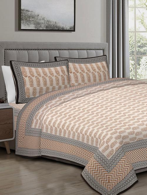 texstylers cotton 220 tc jaipuri rajasthani 108x108 inch super king bedsheet with 2 pillow covers - 17520245 - Very Small Image - 1