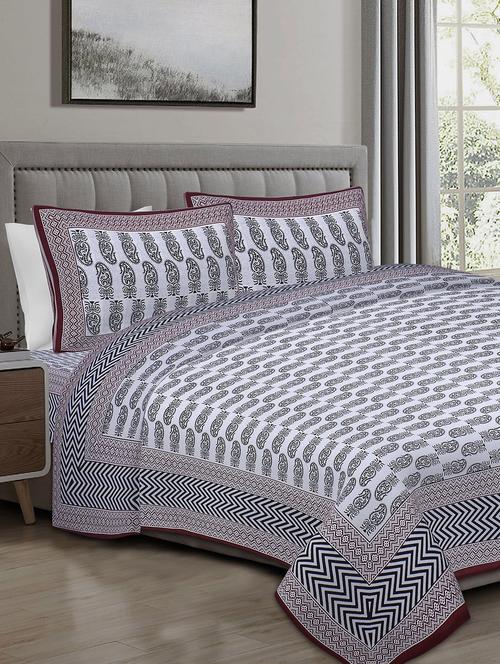 texstylers cotton 220 tc jaipuri rajasthani 108x108 inch super king bedsheet with 2 pillow covers - 17520246 - Very Small Image - 1