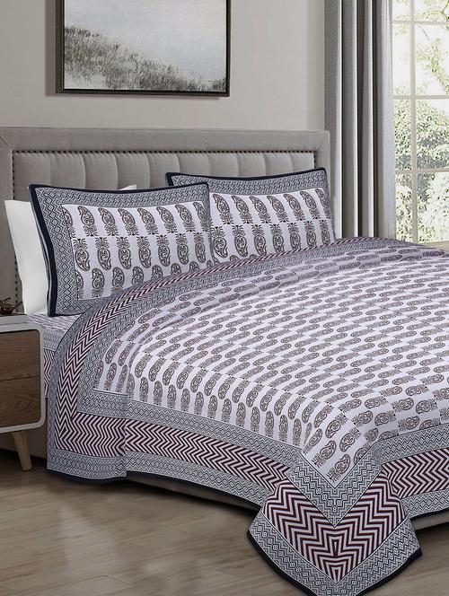 texstylers cotton 220 tc jaipuri rajasthani 108x108 inch super king bedsheet with 2 pillow covers - 17520247 - Very Small Image - 1