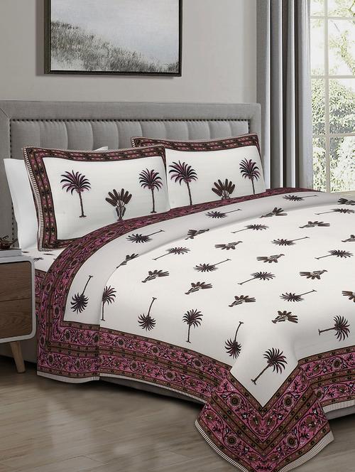 texstylers cotton 220 tc jaipuri rajasthani 108x108 inch super king bedsheet with 2 pillow covers - 17520250 - Very Small Image - 1