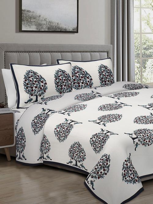 texstylers cotton 220 tc jaipuri rajasthani 108x108 inch super king bedsheet with 2 pillow covers - 17520251 - Very Small Image - 1
