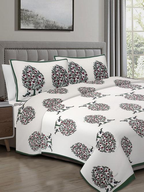 texstylers cotton 220 tc jaipuri rajasthani 108x108 inch super king bedsheet with 2 pillow covers - 17520252 - Very Small Image - 1
