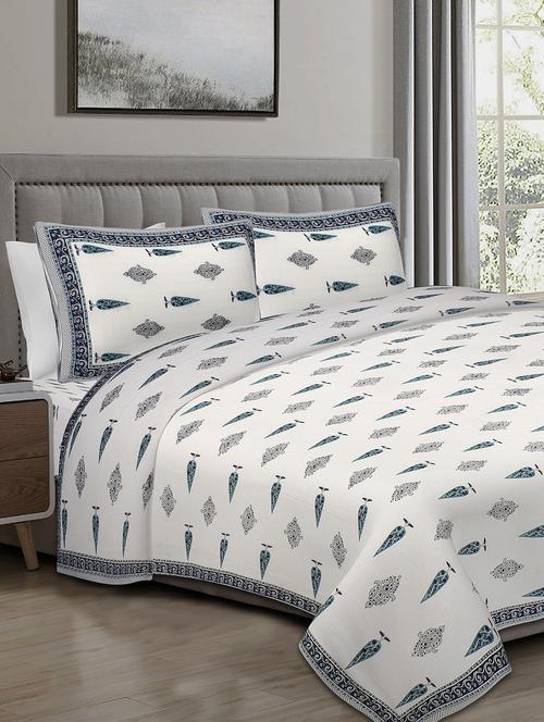 texstylers cotton 220 tc jaipuri rajasthani 108x108 inch super king bedsheet with 2 pillow covers - 17520254 - Very Small Image - 1