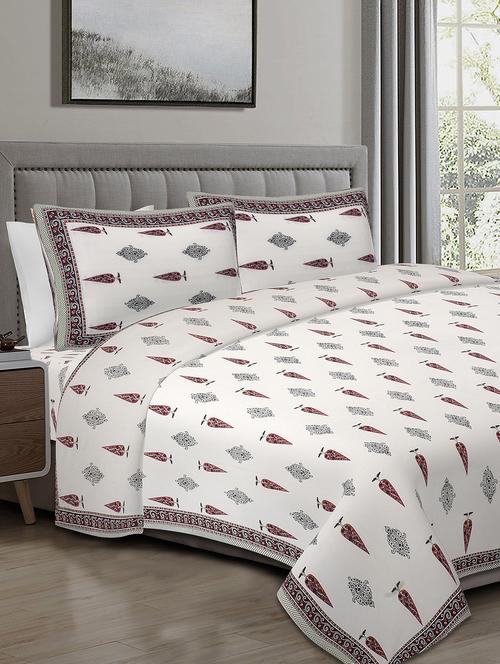 texstylers cotton 220 tc jaipuri rajasthani 108x108 inch super king bedsheet with 2 pillow covers - 17520255 - Very Small Image - 1