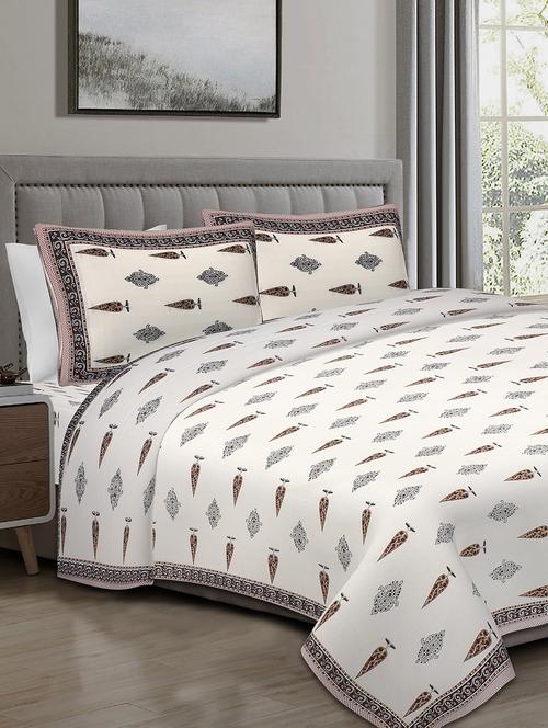 texstylers cotton 220 tc jaipuri rajasthani 108x108 inch super king bedsheet with 2 pillow covers - 17520256 - Very Small Image - 1