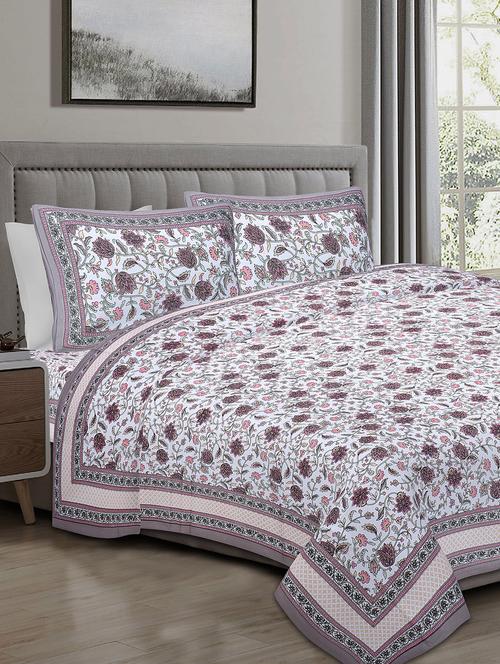 texstylers cotton 240 tc jaipuri rajasthani 108x108 inch super king bedsheet with 2 pillow covers - 17520262 - Very Small Image - 1
