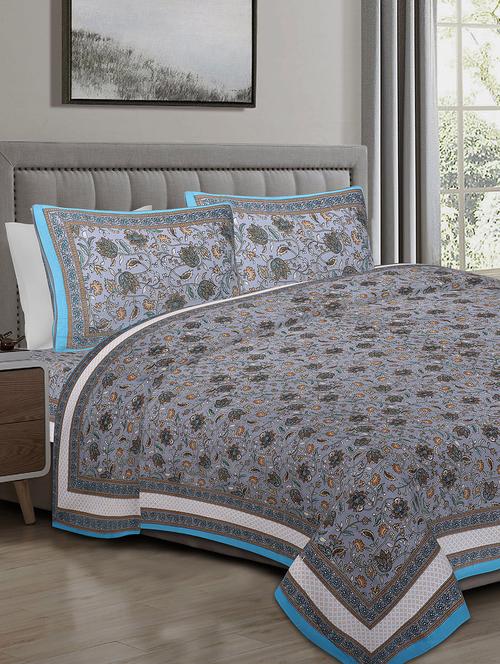 texstylers cotton 240 tc jaipuri rajasthani 108x108 inch super king bedsheet with 2 pillow covers - 17520265 - Very Small Image - 1
