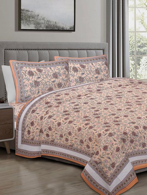 texstylers cotton 240 tc jaipuri rajasthani 108x108 inch super king bedsheet with 2 pillow covers - 17520267 - Very Small Image - 1