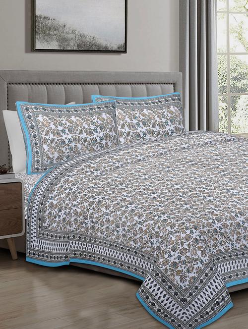 texstylers cotton 220 tc jaipuri rajasthani 108x108 inch super king bedsheet with 2 pillow covers - 17520272 - Very Small Image - 1