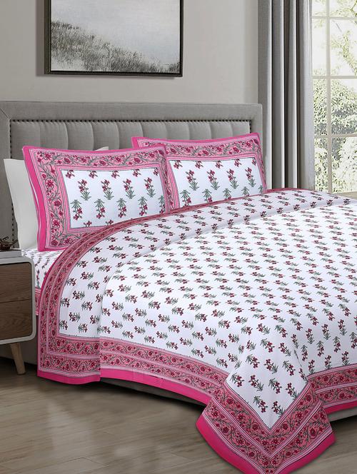 texstylers cotton 220 tc jaipuri rajasthani 108x108 inch super king bedsheet with 2 pillow covers - 17520276 - Very Small Image - 1