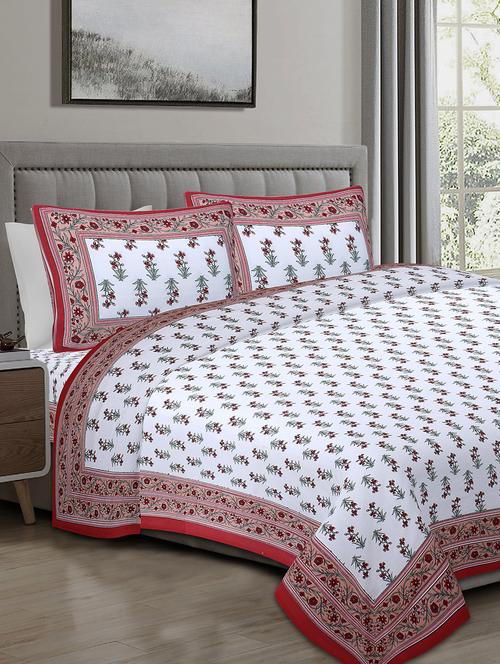 texstylers cotton 220 tc jaipuri rajasthani 108x108 inch super king bedsheet with 2 pillow covers - 17520278 - Very Small Image - 1