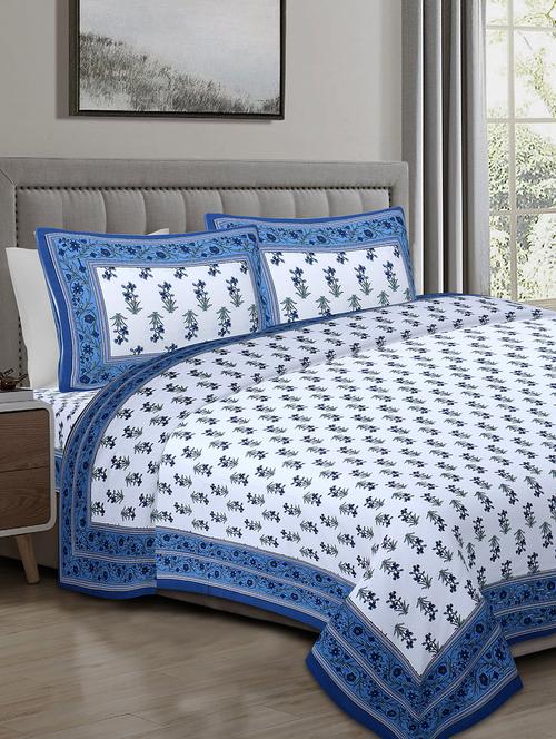 texstylers cotton 220 tc jaipuri rajasthani 108x108 inch super king bedsheet with 2 pillow covers - 17520279 - Very Small Image - 1