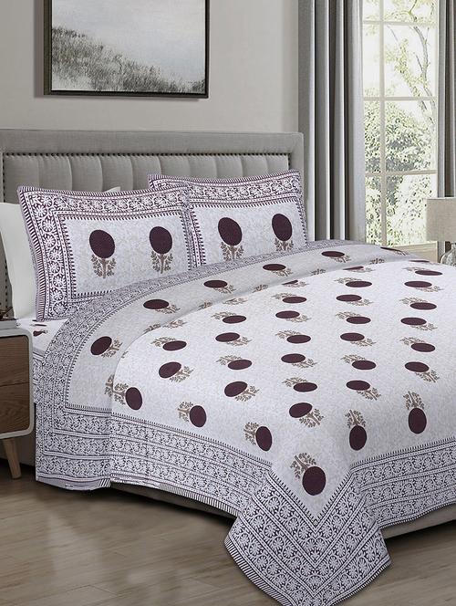 texstylers cotton 220 tc jaipuri rajasthani 108x108 inch super king bedsheet with 2 pillow covers - 17520282 - Very Small Image - 1