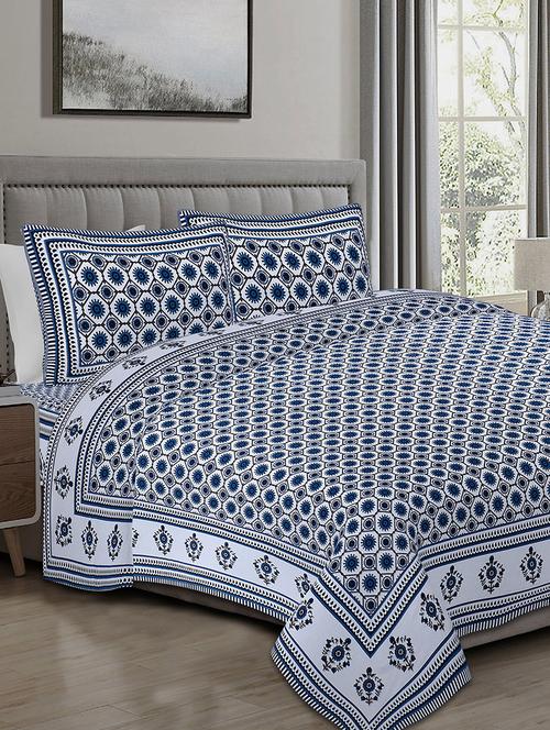 texstylers cotton 220 tc jaipuri rajasthani 108x108 inch super king bedsheet with 2 pillow covers - 17520283 - Very Small Image - 1