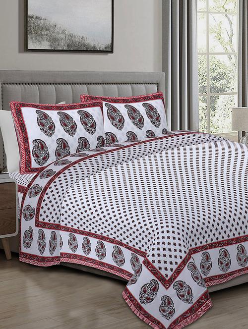 texstylers cotton 220 tc jaipuri rajasthani 108x108 inch super king bedsheet with 2 pillow covers - 17520289 - Very Small Image - 1