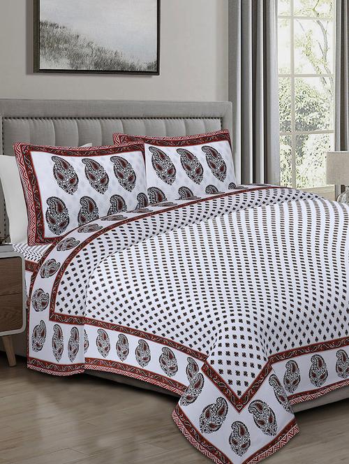 texstylers cotton 220 tc jaipuri rajasthani 108x108 inch super king bedsheet with 2 pillow covers - 17520290 - Very Small Image - 1