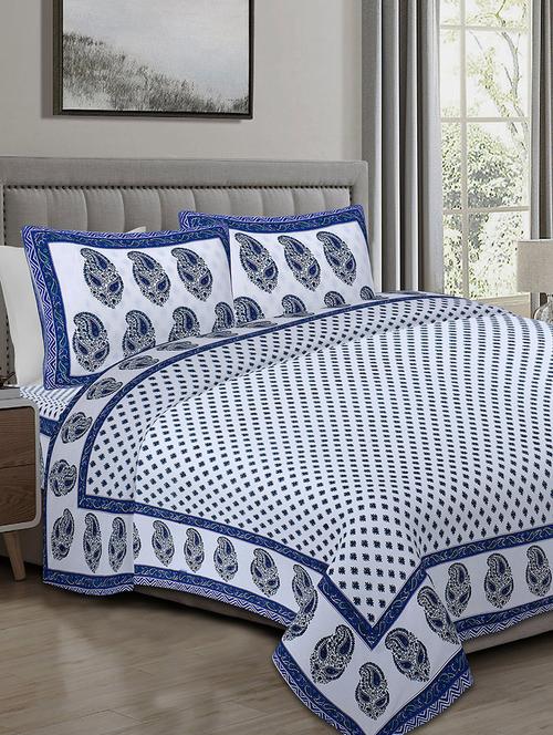 texstylers cotton 220 tc jaipuri rajasthani 108x108 inch super king bedsheet with 2 pillow covers - 17520291 - Very Small Image - 1