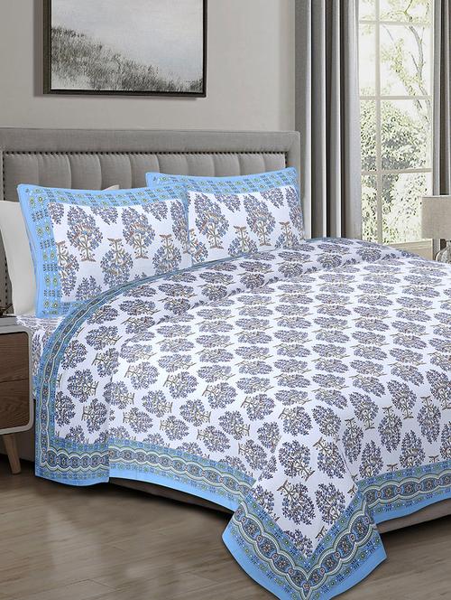 texstylers cotton 240 tc jaipuri rajasthani 108x108 inch super king bedsheet with 2 pillow covers - 17520293 - Very Small Image - 1