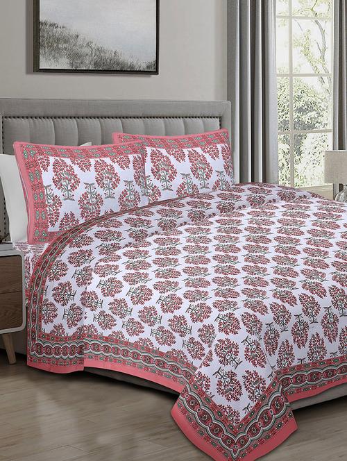 texstylers cotton 240 tc jaipuri rajasthani 108x108 inch super king bedsheet with 2 pillow covers - 17520295 - Very Small Image - 1