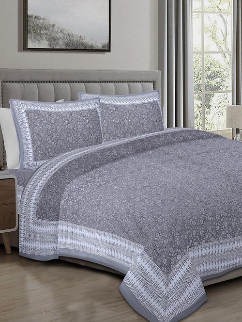 texstylers cotton 240 tc jaipuri rajasthani 108x108 inch super king bedsheet with 2 pillow covers - 17520296 - Very Small Image - 1