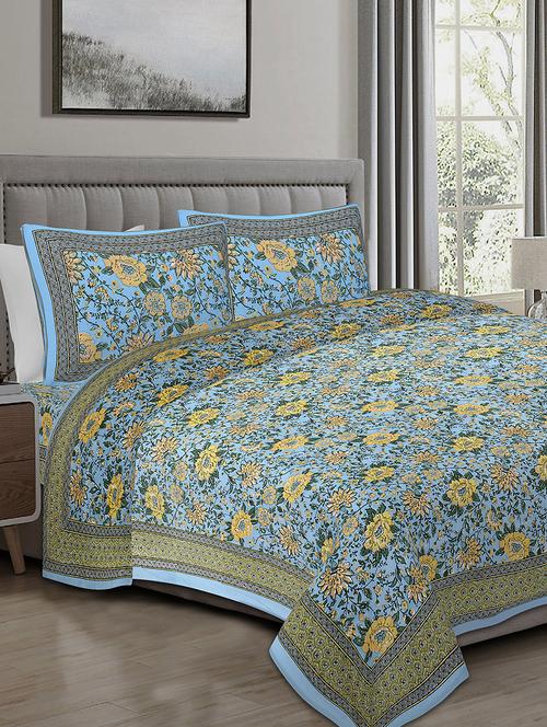 texstylers cotton 240 tc jaipuri rajasthani 108x108 inch super king bedsheet with 2 pillow covers - 17520305 - Very Small Image - 1