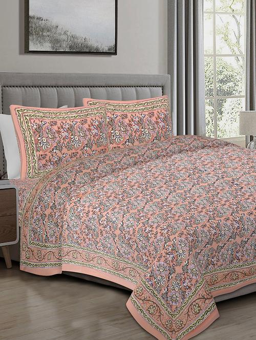 texstylers cotton 240 tc jaipuri rajasthani 108x108 inch super king bedsheet with 2 pillow covers - 17520308 - Very Small Image - 1